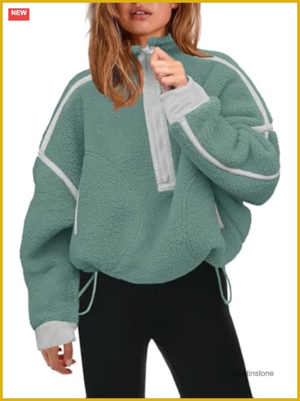 Womens Half Zip Fleece Pullover Sherpa Sweatshirt Teddy Zip Pockets